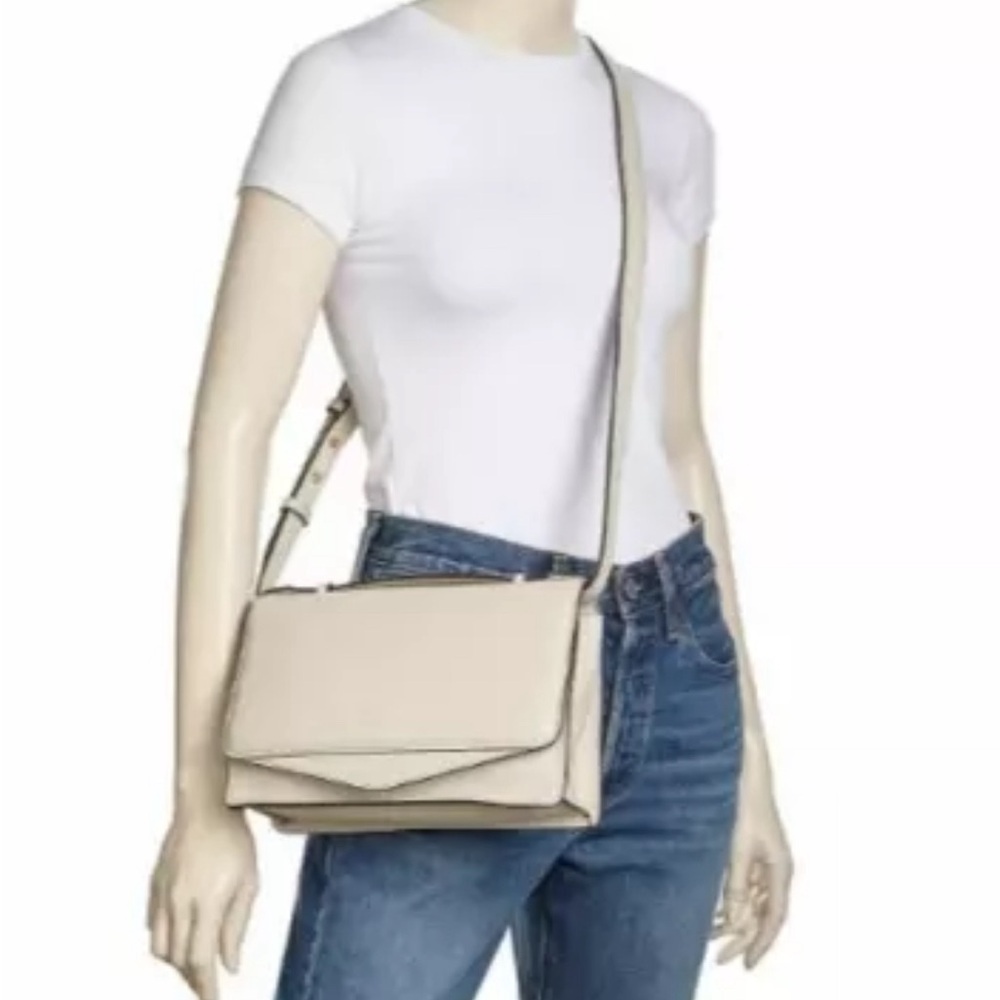 $330 ~ ANNABEL INGALL Flynn Leather Xbody /Clutch Handbag light Gray like new.